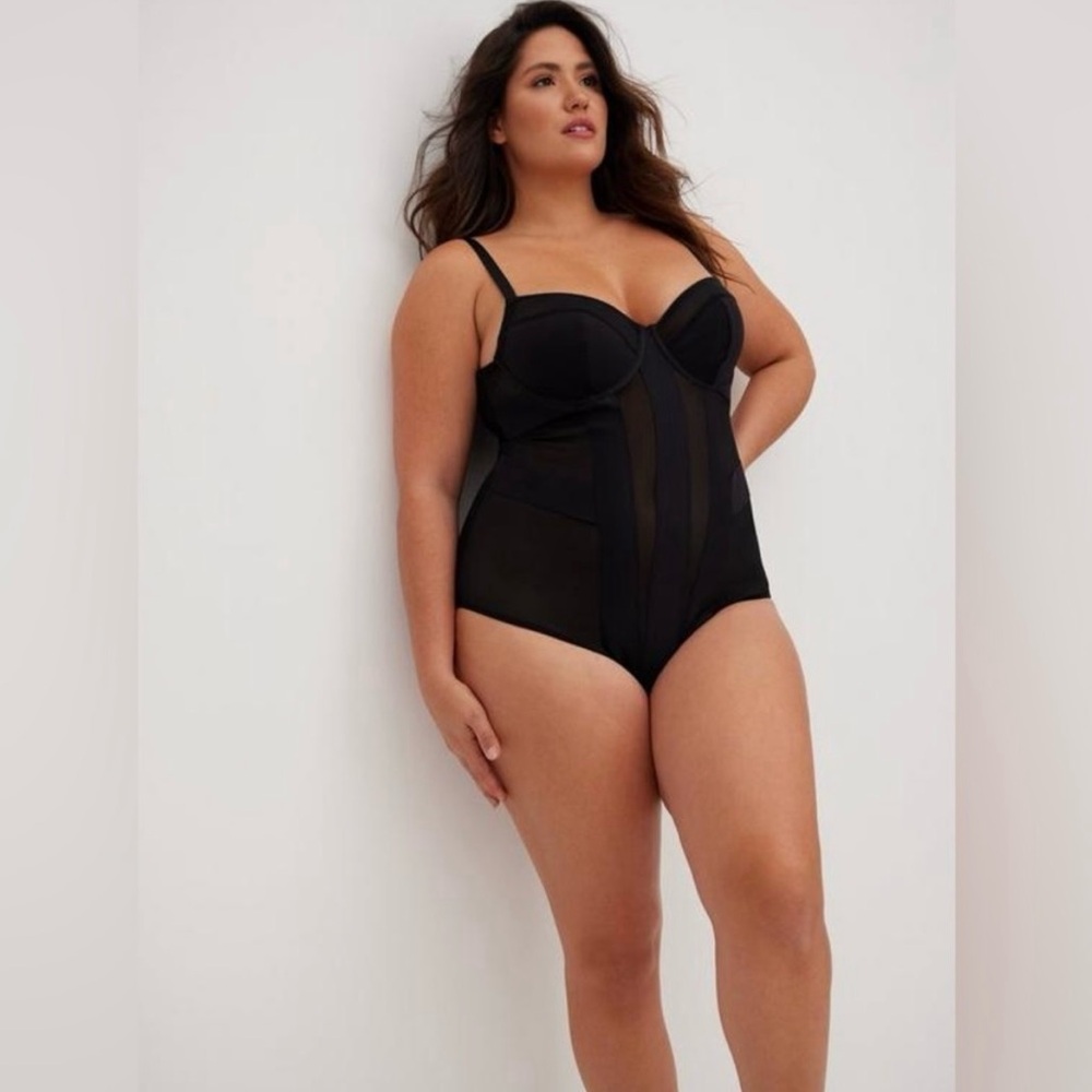 Torrid Black Mesh Strappy Bodysuit Size 3X or 4X